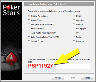 PokerStars Marketing Code